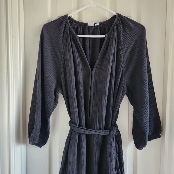 GAP Jumpsuit Size 12 Black Tie Belt Wide Leg Gauze With Pockets - Picture 2 of 10